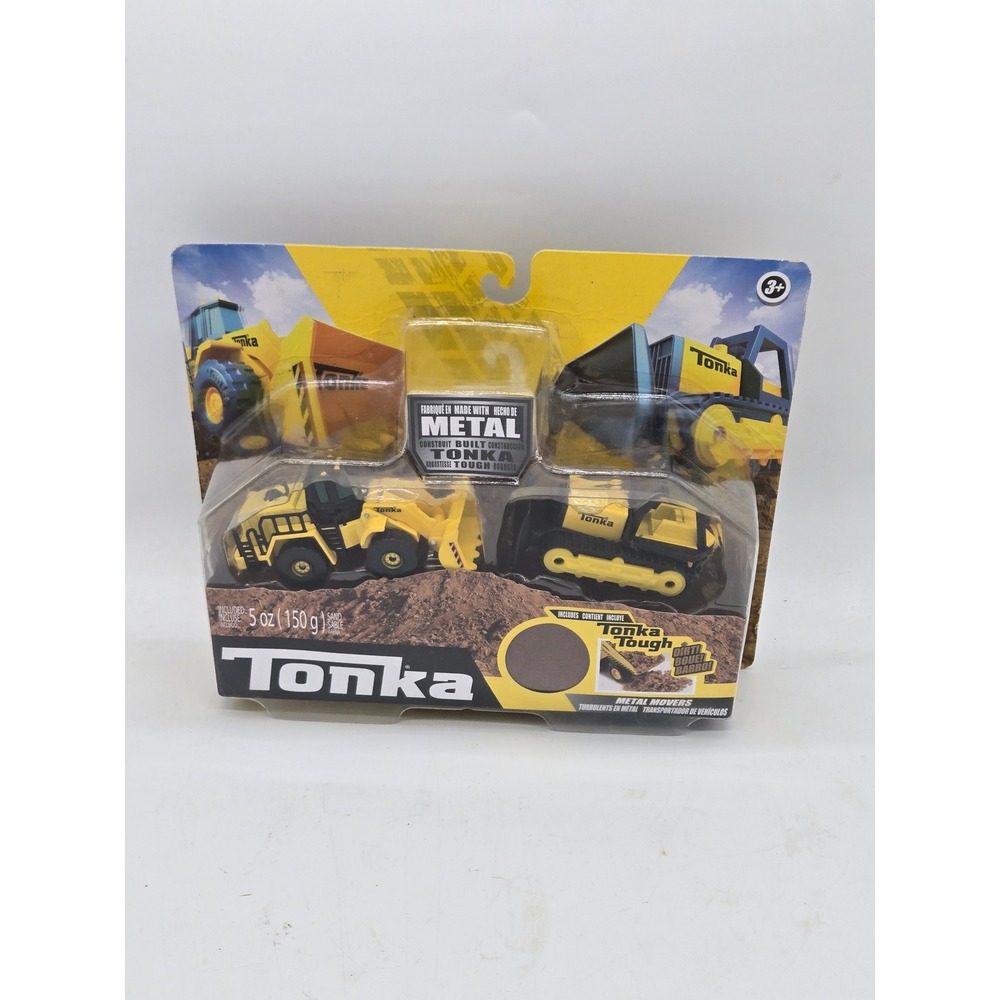 Tonka Metal Movers 2-Pack Front Loader and Bulldozer with Tonka Dirt Sand
